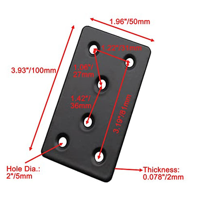 4 PCS Mending Plate Flat Bracket 100x50 mm Heavy Duty Metal Brace Steel Straight Brackets Repair Plate Fixing Bracket for Wood Shelf Cabinet Furniture - size: 4inch
