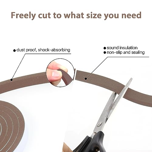 Foam Weather Stripping-4 Rolls, 1/2 Inch Wide X 1/8 Inch Thick Total 52 Feet Long, Brown Foam Insulation Soundproofing Sealing Tape for Doors and Windows(13 ft x 4 Rolls)
