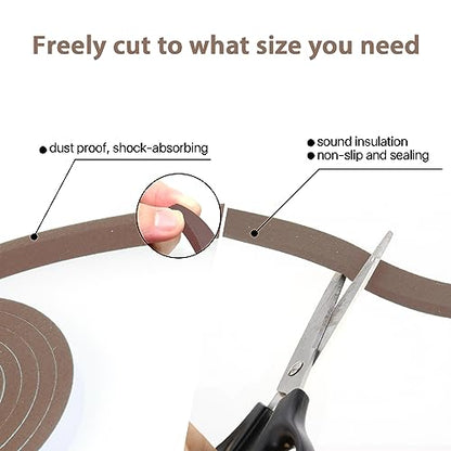 Foam Weather Stripping-4 Rolls, 1/2 Inch Wide X 1/8 Inch Thick Total 52 Feet Long, Brown Foam Insulation Soundproofing Sealing Tape for Doors and Windows(13 ft x 4 Rolls)