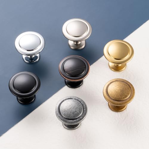 Brushed Nickel Cabinet Knobs Nickel Drawer Knobs, 10 Pack 1-1/4 Inch, 8222 Round Single Hole Cabinet Pulls for Kitchen Cabinets Drawers Bedroom Dresser Cupboard Bathroom Vanity - color: Brushed Nickel, size: 1-1/4 Inches, style: 10 Pack Round Knob