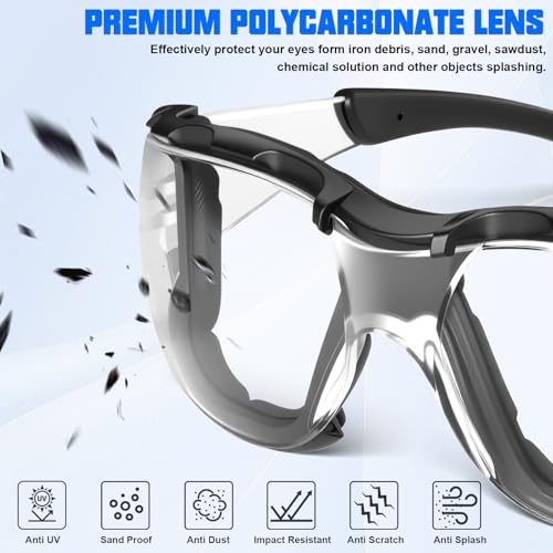 OXG Safety Glasses for Men, ANSI Z87.1 Anti-Fog Impact Resistant Protective Eyewear, Foam Gasket, UV400 Protection - color: 6-clear-black