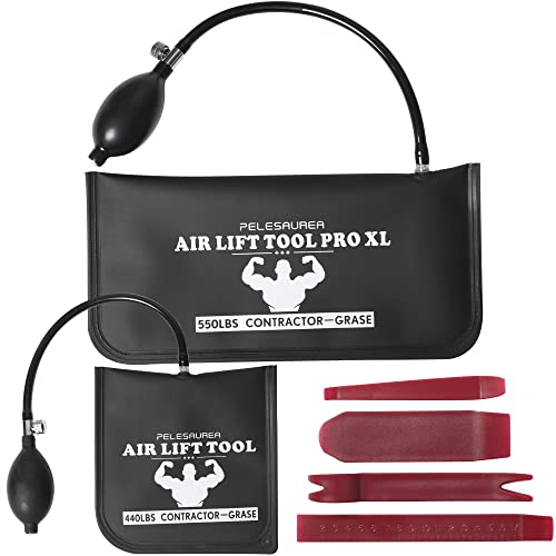 Air Wedge Bag, Professional Air Wedge Pump Leveling Kit & Alignment Tool, Commercial Grade Inflatable Shim Bag with 4 Tools - 2 pcs Different Sizes Air Wedge - style: 002