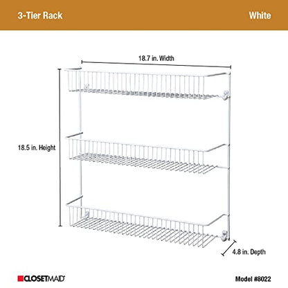 ClosetMaid 3-Tier Hanging Wall Mounted Metal Rack for Spices, Shelf Storage, Pantry Organization, Laundry, Kitchen, Bathroom, White, 8022 - size: 18-inch Wide, style: 3-Tier