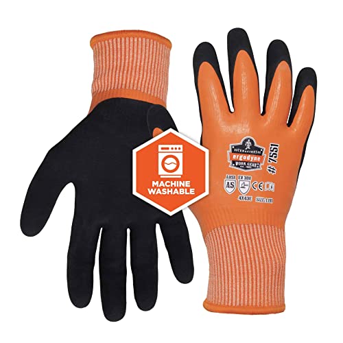 Ergodyne ProFlex 7551 Waterproof Winter Work Gloves, Cut Resistant ANSI A5, Sandy Nitrile Coated Palms, Thermal Fleece Lining, 12-Pack - size: Medium 12-Pack