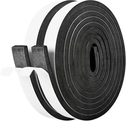 Kikerike Self Adhesive Foam Tape Weatherstrip 1In x 3/8In x 20Ft High Density Foam Insulation Strips Seal Weather Stripping with Strong Adhesive for Door and Window Sound Isolation Soundproofing - size: 1in x 3/8in x 20Ft