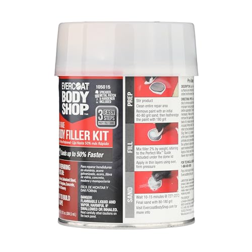 Evercoat Body Shop 105015 Pro-Grade Body Filler Kit, Easy to Build and Shape, Multipurpose for Dents in Aluminum, Fiberglass & More, Easy Mix Hardener Included 13 Fl Oz. - size: 13 Fl Oz., style: Body Filler Kit