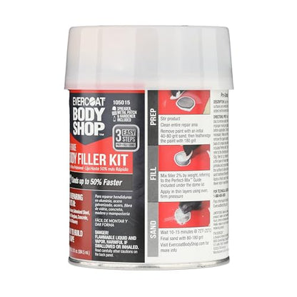 Evercoat Body Shop 105015 Pro-Grade Body Filler Kit, Easy to Build and Shape, Multipurpose for Dents in Aluminum, Fiberglass & More, Easy Mix Hardener Included 13 Fl Oz. - size: 13 Fl Oz., style: Body Filler Kit