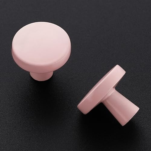 Ravinte 25 Pack Drawer Pulls 1-1/4 Inch Pink Kitchen Cabinet Knobs Solid Round Dresser Handles for Simple Cupboard Hardware - color: Pink