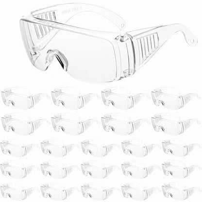 WFEANG Clear Safety Glasses bulk, Lightweight Protective Eyewear For Men Women, Over Goggles Impact Scratch Resistant - color: 24 Pack-clear