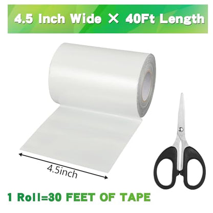 4.5Inch × 40FT RV Awning Repair Tape with Scissors, Outdoor Heavy Duty Repair Tape for Tarp, Tent, Boat Cover, Canvas, Sail Tape, Waterproof, UVproof and Heat-Resistant Tear Repair Pctch Kit - color: White