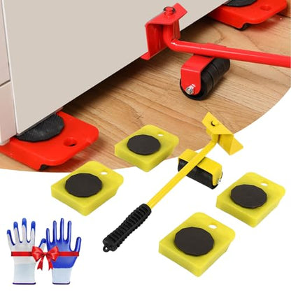 Furniture Lift, Moving Pads, Furniture Mover, Moving Roller, Heavy Duty Furniture Mover Tool Set with 4 Roller Sliders for Refrigerator, Bed, Sofa, Cabinet (Yellow, 1pcs)