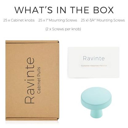 Ravinte 25 Pack Drawer Pulls 1-1/4 Inch Kitchen Cabinet Knobs Solid Round Dresser Drawer Knobs Green Dresser Knobs Drawer Knobs Simple Cabinet Hardware for Cupboard Drawer Pulls - color: Green
