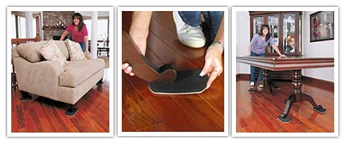 Furniture Slides for Hardwood, Tile, Luxury Vinyl, and Other Hard Surface Floors, 8” Long x 5” Wide (4 Slides per Set) - size: 8" x 5"
