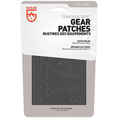 GEAR AID Tenacious Tape Gear Patches for Jacket Repair, Black Nylon, Camping, 3" x 20", 2 Pack - style: Camping Patches (64 Patches)