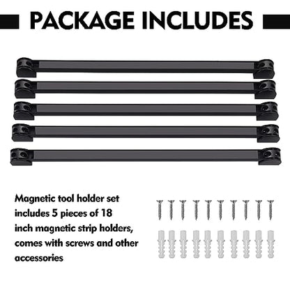5 Pack Magnetic Tool Holder, Magnetic Strips Tool Magnet Bar PVC Coated for Garage Tool Organizer 18 In - style: 18IN-5 PACK