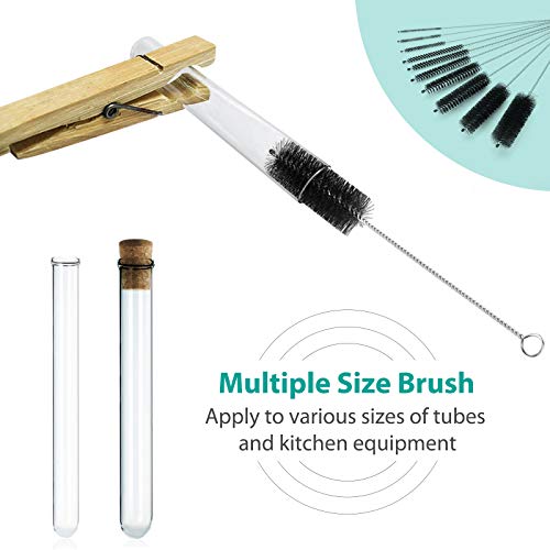 CiaraQ Bottle Cleaning Brushes, 8 Inch Nylon Tube Brush Set, Cleaner for Narrow Neck Bottles Cups with Hook, Set of 10pcs - color: Black, size: 8.0 Inch (10pcs)