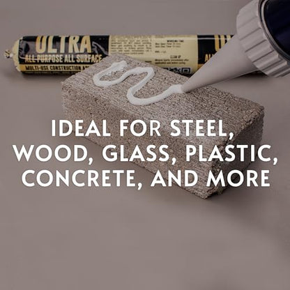 ROMAN PRO-515 Ultra All-Purpose, All Surface MS Polymer Construction Silicone Adhesive, Bonds Rigid Panels, Steel, Wood, Glass, Concrete, and More, 20.2 Fl. Oz. Sausage Pack