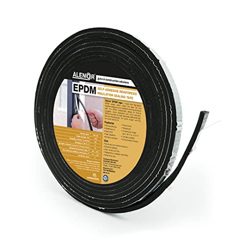 Alenor EPDM Black Foam Insulation Tape Self Adhesive 1/5"x3/5" x 33' Ft –Pack of 1- Weather Stripping for Doors & Windows,Soundproofing,Door Seal,Weatherstrip,Pipe Cooling,Air Conditioning Seal Strip - size: 1/5"x3/5" x 33' Ft