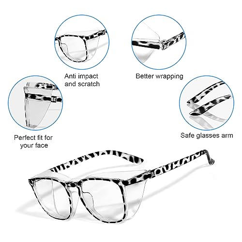 Stylish Safety Glasses Goggles for Women Girls Anti-fog Glasses Protective Eyewear Clear Glasses - color: Blue+tortoise+new-tortoise