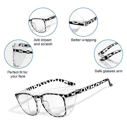 Stylish Safety Glasses Goggles for Women Girls Anti-fog Glasses Protective Eyewear Clear Glasses - color: New-tortoise