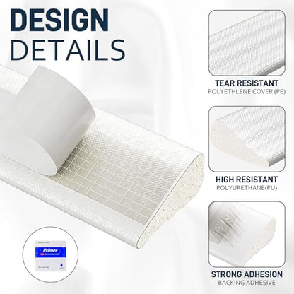 118” Wedge-Shape Window Weather Stripping Door Seal Strip, Self-Adhesive Soundproofing Frame Winter Insulation Foam Tape for Door Frame, Noise Drafts Blocker, Gap Filler, Draft Stopper, White