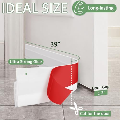 Door Draft Stopper, Weather Stripping Door Seal, Garage Window Blocker, Cold Air Insulation, White
