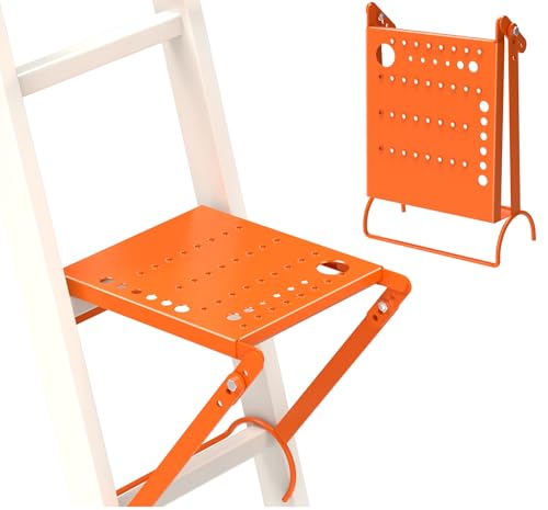 Ladder Platform Attachment,Anti-Slip Extension Ladder Tool,Heavy Duty Ladder Stand Ladder Step,Ladder Accessories Holds 400 Pound (Orange) - color: Orange