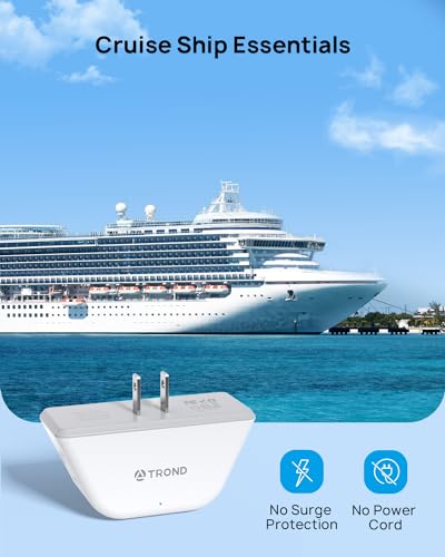 TROND 2 Prong to 3 Prong Outlet Adapter 2 Pack, 3-Way Angled Wall Extender with 3 AC Sockets, Plug Expander for Non-Grounded Outlets in Old House, Cruise Ship Essentials, White - color: White, size: 3AC-2 Prong Plug, 2 Pack