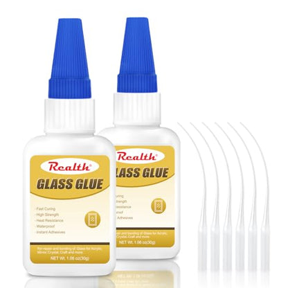 Glass Glue Clear 60g, Waterproof Fast-Dry Adhesive for Mirror, Acrylic, Crystal, Craft & DIY Repair, with Anti-Clog Cap - size: 60g, style: Glass Glue