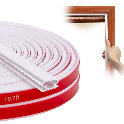 SUNMON Weather Stripping Silicone Door Seal Strip for Doors and Windows, 19.7ft Self-Adhesive Waterproof Window Sealing Strip (White) - color: D-Type Upgrade White Silicone, size: 19.7FT