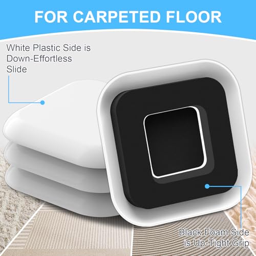 Upgrade Furniture Sliders, Furniture Sliders for Carpets, 4 PCS 4.3" Moving Pads with Anti-Slip Groove, Furniture Moving Sliders for Easy Move Bed Couch Tables Cabinet Heavy Duty, Protect Carpets - size: 4.3in 4Pack