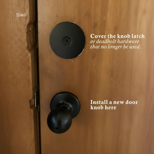 Door Hole Cover Plate Black, 2-5/8" Diameter Solid Steel, Hole Filler Plate - 1 Pack - color: Matte Black