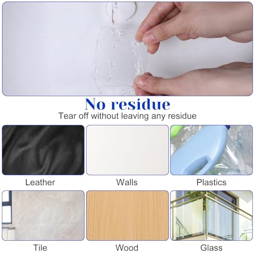 20 Pcs Double Sided Adhesive Square Pads, 2.4" Removable Clear Square Adhesive Wall Tape Stickers for Hanging, Waterproof Squares Heavy Duty Double-Sided Nano Tape for DIY Craft Home Office Shower