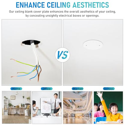 OSALADI 4 Pack Round Plastic Electrical Cover Plates Ceiling Wall Plate Covers Blank Outlet Cover for Home Electrical Box Hole
