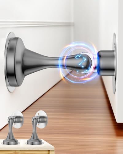 Door Stoppers Magnetic Door Catch, Stainless Steel Magnetic Door Stop 1 Pack, Double-Sided Adhesive Tape, No Drilling, Screws for Stronger Mount, Holder Your Door Open for Wide Doors - style: 2 Pack Gray
