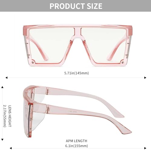 Z87 Safety Glasses – Photochromic Blue Light Blocking UV400 Sunglasses, Impact Resistant Work & Outdoor Eyewear - color: Clear Pink