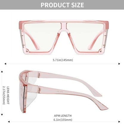 Z87 Safety Glasses – Photochromic Blue Light Blocking UV400 Sunglasses, Impact Resistant Work & Outdoor Eyewear - color: Clear Pink