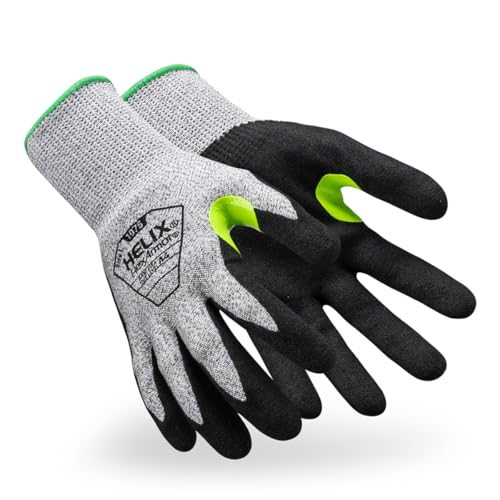 HexArmor | General-Purpose | Abrasion and Cut-Resistant | Breathable | Safety Work Gloves | Helix Series - color: 1075 | A4 Cut-level Sandy Nitrile Palm, size: Medium 1-pack