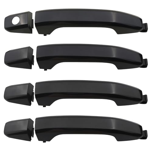 APPERFiT Door Handles w/Gaskets Set - Exterior (Smooth Black) Paint to Match Compatible with 2014-2020 Chevy Chevrolet Silverado Suburban Tahoe, GMC Sierra Yukon 13583889 - color: Black- Paint to Match
