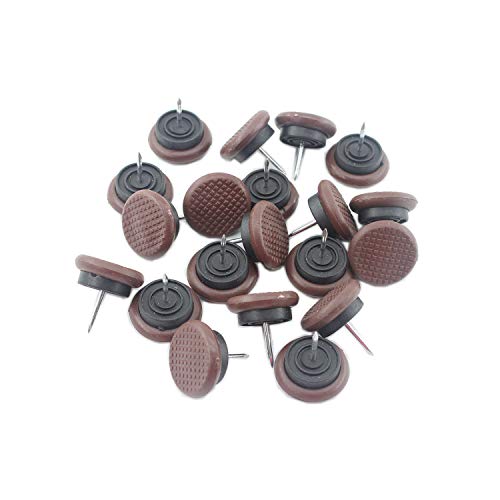 50pcs Round Heavy Duty Nylon Furniture Pads,Ulifestar Nail On Furniture Sliders Hardwood Floor Protectors for Chair Table Desk Desser Cabinet Sofa Couch Leg Feet Non Slip Glides Dia 19mm(Brown) - color: Brown, size: DIA19MM/0.75‘’