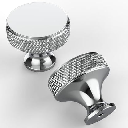 Amerdeco 10 Pack Polished Chrome Knurled Cabinet Knobs Kitchen Cabinet Handles for Drawer Dresser, Cupboard and Wardrobe ZH0036 - color: Polished Chrome