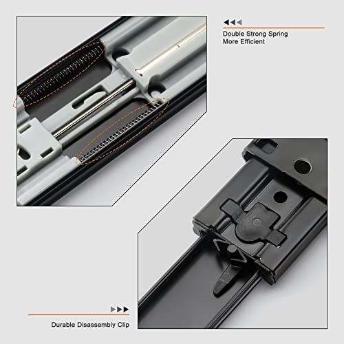 LONTAN 2 Pair 18 inch Soft Close Drawer Slides Heavy Duty Cabinet Rails Kitchen Replacement 3 Section Full Extension Ball Bearing Drawer Rails Cabinet Runners 100lb Capacity - color: Black, size: 18 Inch