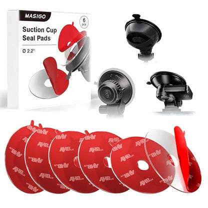 MASIGO Clear Double-Sided Acrylic Foam Mounting Tape – 2.2" (56mm) Round with Center Hole for Dash Cam Suction Cup Mount – Boost Vacuum Seal & Grip, Heat-Resistant – Pack of 6