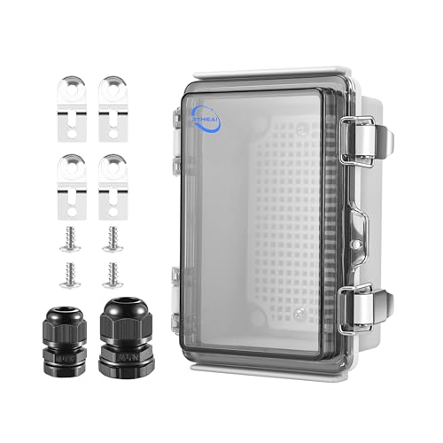 RTHIEAI Waterproof Outdoor IP67 Junction Box (5.9"x3.9"x2.8") with Mounting Plate, Hinged Clear Cover and Wall Brackets - Weatherproof ABS Plastic Electrical Enclosure for DIY Projects (150x100x70mm) - color: Clear Cover, size: 5.9"x3.9"x2.8"