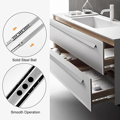 2pcs Ball Bearing Drawer Slides 16 Inch / 406mm, 2 Fold Metal Drawer Tracks, Two Way Slide Track Rail Glides with Mounting Screws - 0.67 Inch Wide - size: 16 Inch