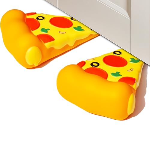 2Pcs Decorative Door Stop, Cartoon Pizza Cute Door Stopper, Door Wedge for Home and Office Floor(Patented) - color: Coloured 2 Pack