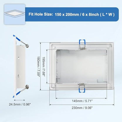 uxcell Square Ceiling Cover Plate, Recessed Lights Hole Trim Plate Wall Hole Spring Mount Decorative Flat Cap Access Panel for Ceiling or Wall 6x8 Inch Openings, Matte White - size: Fits: 6x8inch(150x200mm)