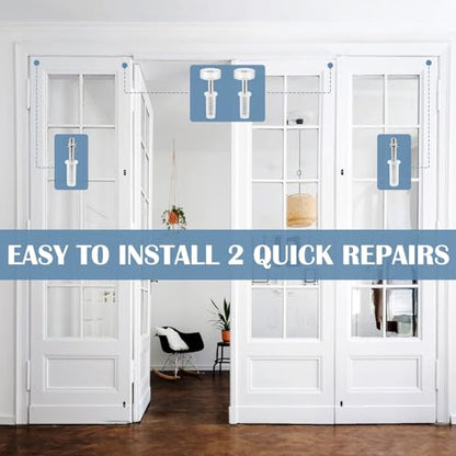 4 Pcs Spring Loaded Bi-Fold Door Hardware Kit - Top Roller Guide Wheel and Pivot for Folding Closet Doors, Bifold Repair Kit