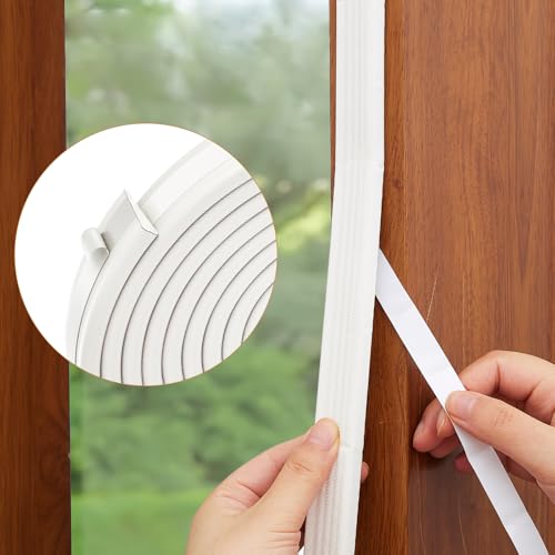 QDiShi 196" Wedge-Shape Weather Stripping Door Seal Weatherproof Foam Seals Self Adhesive Insulation Anti-Collision Strip Soundproofing Frame Insulation Tape Fits 0.13-0.31" Gaps(White) - color: White