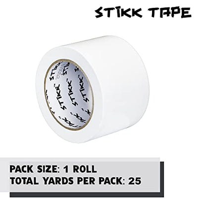 STIKK Duct Tape, White, 3" x 25 Yards, Adhesive Tapes for Repairs, Heavy Duty Waterproof Tape for Household Projects, Commercial HVAC and Construction - color: White